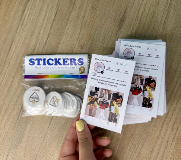 Combo 100 tarjetas + 100 stickers